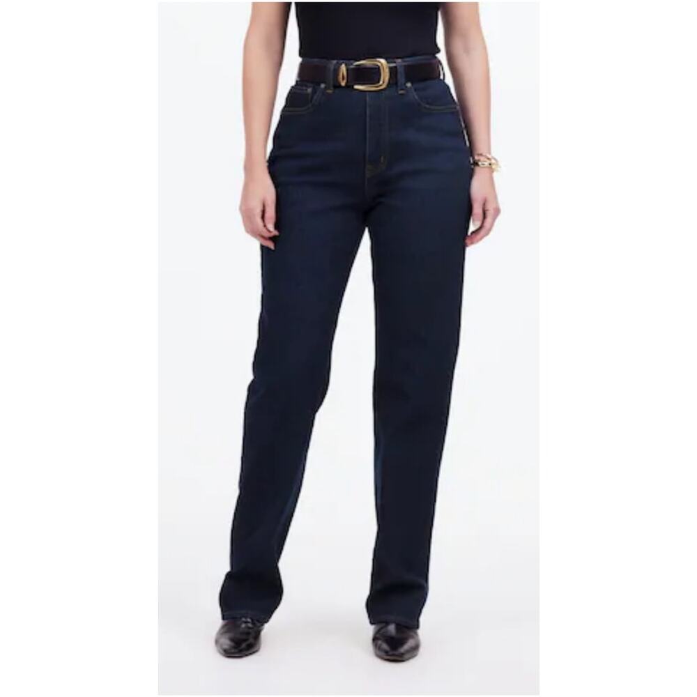 Madewell Curvy 90s Straight Jeans 28 Dark Wash High Rise Stretch Denim